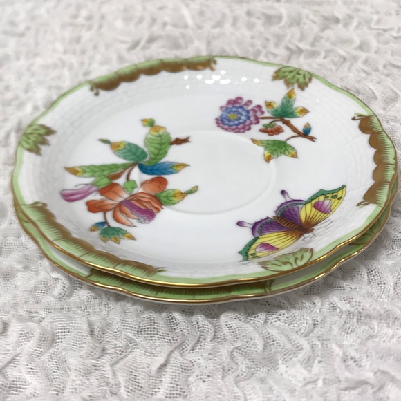 Herend Of Hungary Queen Victoria 2 pc Cream Saucers